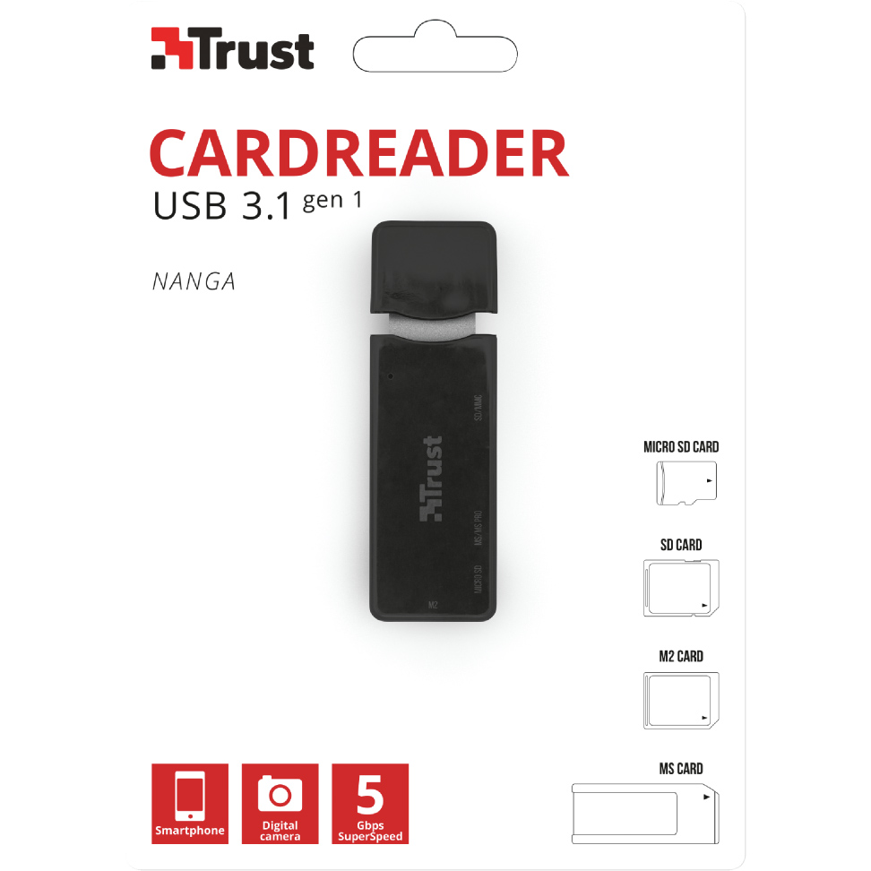 Картридер TRUST Nanga USB 3.1 Cardreader (21935) Типы карт памяти Memory Stick (MS)