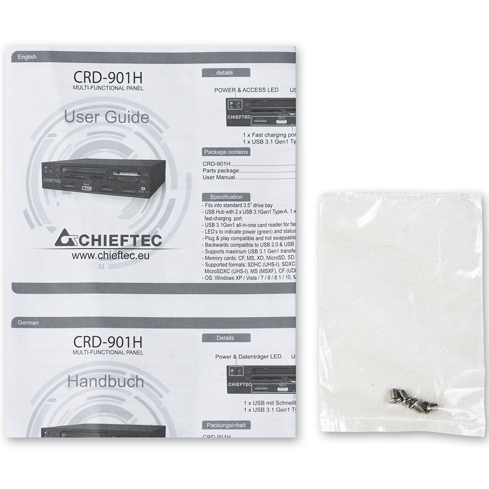 Картридер CHIEFTEC CRD-901H USB 3.1 Black Типы карт памяти Memory Stick (MS)