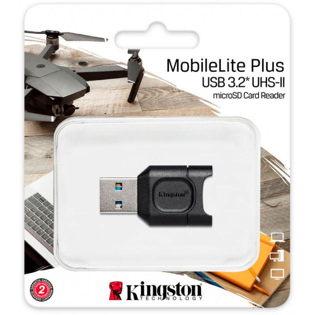 Картрідер KINGSTON USB 3.1 microSDHC/SDXC UHS-II Card Reader (MLPM) Підтримка USB 2.0