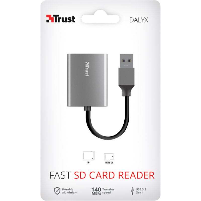 Зовнішній вигляд Картрідер TRUST DALYX FAST USB 3.2 ALUMINIUM (24135)