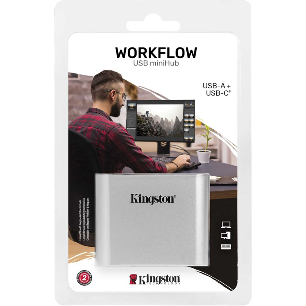 Картридер KINGSTON Gen1 Workflow 5G USB-A and USB-C miniHub (WFS-USB) Поддержка USB 3.1