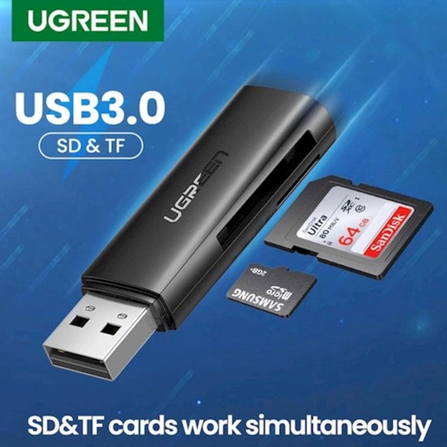 Картридер UGREEN CM264 USB 3.0 Type-А - SD карт 2 слоти 5 Гбіт (60722) Типи карт пам'яті RS-MMC