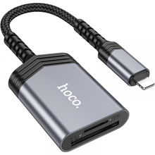 Кардридер HOCO UA25 Card Reader 2-in-1 iP Metal Gray (6942007608855)
