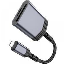 Кардридер HOCO UA25 Card Reader 2-in-1 iP Metal Gray (6942007608855)