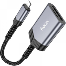 Кардридер HOCO UA25 Card Reader 2-in-1 iP Metal Gray (6942007608855)