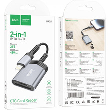 Кардридер HOCO UA25 Card Reader 2-in-1 iP Metal Gray (6942007608855)