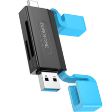 Картридер BOROFONE DH9 Wisdom 2-in-1 USB/Type-C 3.0 Card Reader Black Blue (6941991112416)
