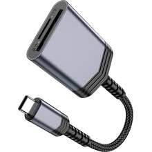 Картридер HOCO UA25 2 in 1 Type-C Metal Gray (6942007608862)