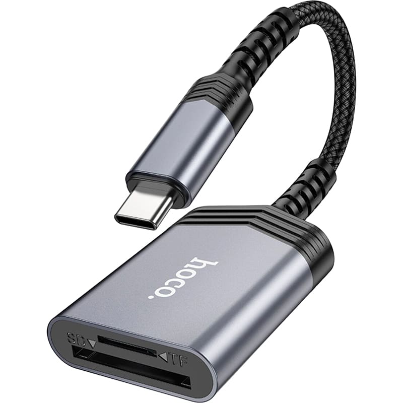 Картридер HOCO UA25 2 in 1 Type-C Metal Gray (6942007608862) Поддержка USB Type-C