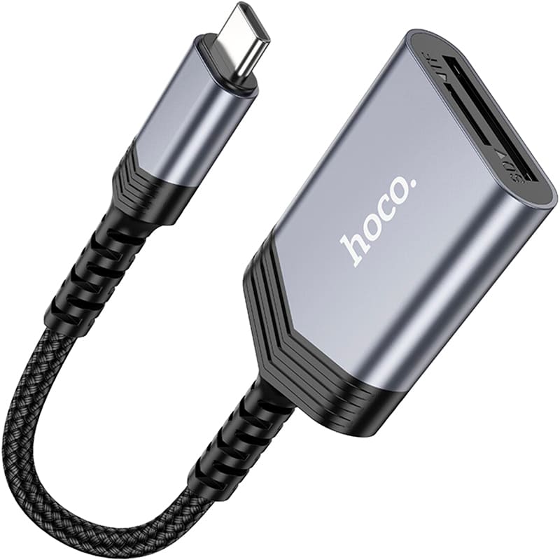 Картридер HOCO UA25 2 in 1 Type-C Metal Gray (6942007608862) Типы карт памяти Micro-SD