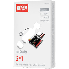 Картридер COLORWAY USB 2.0/USB-C - CF/SD/MicroSD Grey (CW-CR-01)