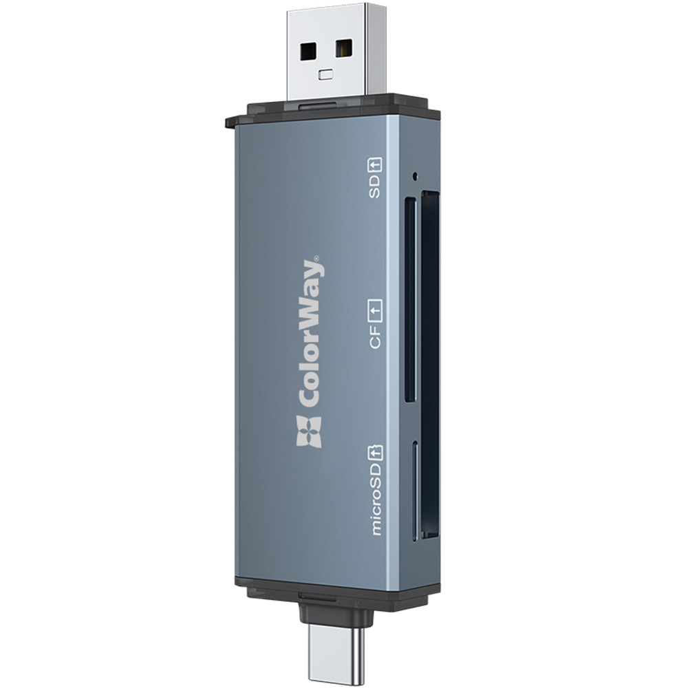 Картридер COLORWAY USB 2.0/USB-C - CF/SD/MicroSD Grey (CW-CR-01) Типы карт памяти CFexpress Type B