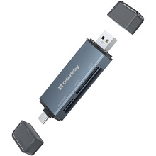 Картридер COLORWAY USB 2.0/USB-C - CF/SD/MicroSD Grey (CW-CR-01)