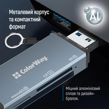 Картридер COLORWAY USB 2.0/USB-C - CF/SD/MicroSD Grey (CW-CR-01)