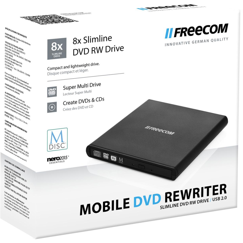 Фото Оптичний привід FREECOM SLIMLINE 8X DVD RW DRIVE USB2.0 (56348)