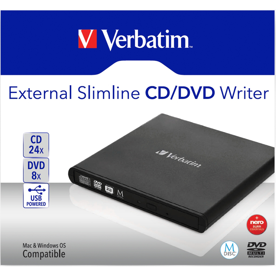 Оптичний привід VERBATIM SLIMLINE 8X DVD RW DRIVE USB2.0 (98938) Тип розміщення зовнішній