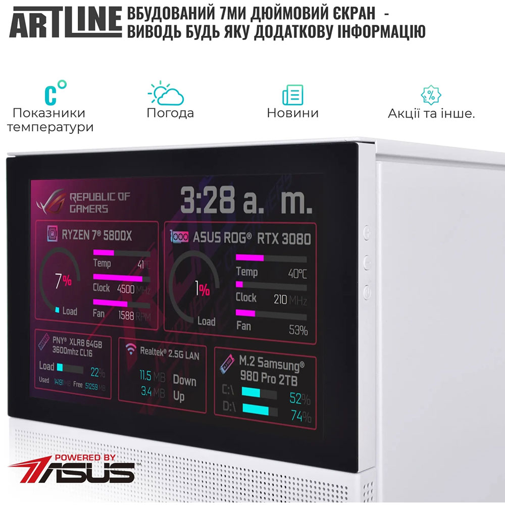 Комп'ютер ARTLINE Gaming D31WHITE Windows 11 Home (D31WHITEv52Win) Модель процесора 7600X