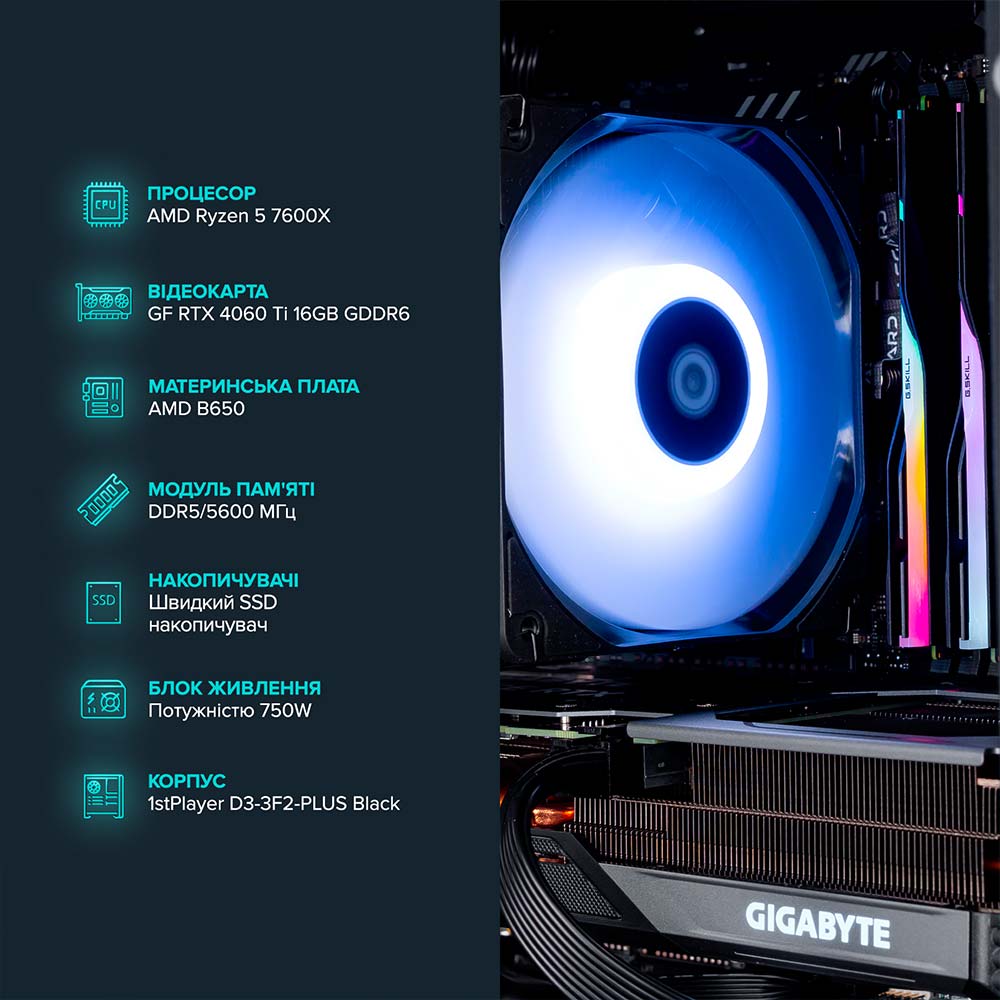 Комп'ютер ASGARD Valkyrie (A76X.32.S20.46T.4829W) Чіпсет AMD B650