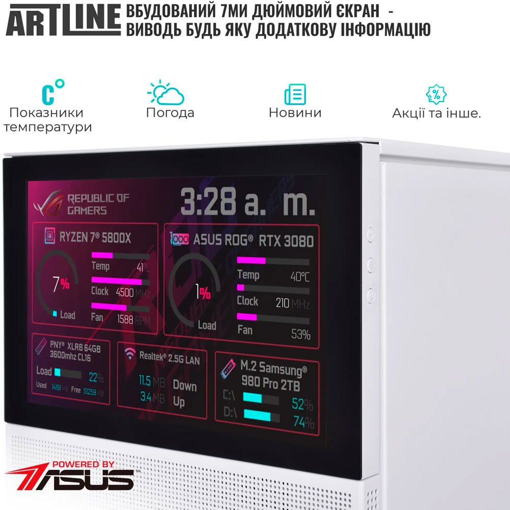 Комп'ютер ARTLINE Gaming D31WHITE Windows 11 Home (D31WHITEv76Win) Чіпсет AMD B650