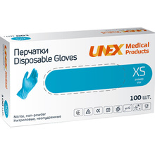 Перчатки UNEX MEDICAL XS неопудренные диагностические 100 шт Вlue (4.1003)