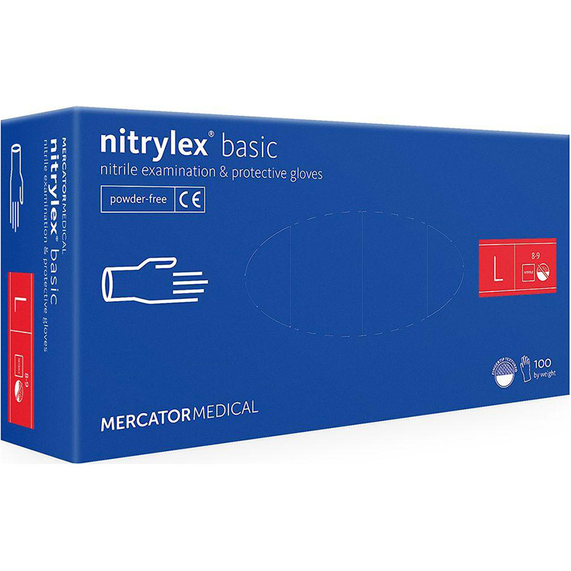 Перчатки MERCATOR MEDICAL Nitrylex Basic L синий 100 шт (3.1007)