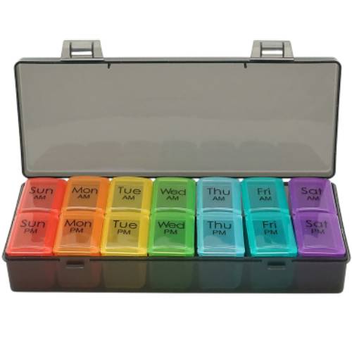 Таблетниця VOLTRONIC на 7/14 знімних осередків (YT41243) Додатково Загальна кількість осередків: 14 (7 днів х 2 часи прийому)