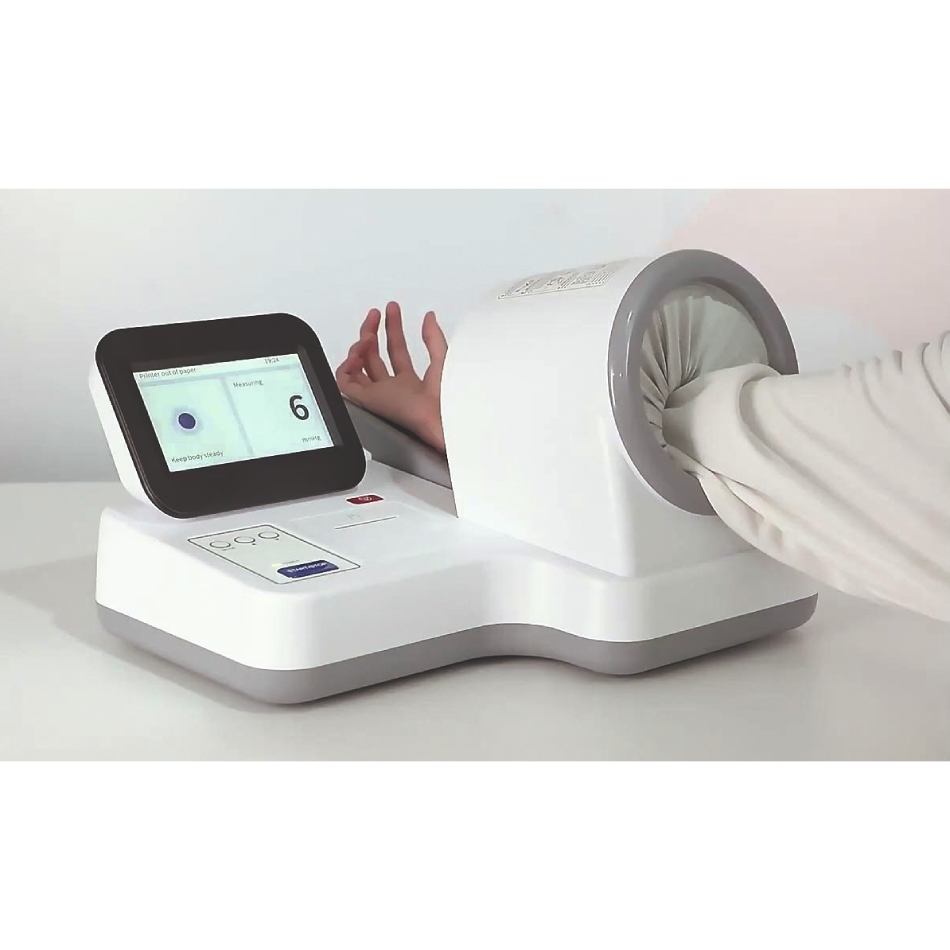 Тонометр электронный HEACO 07A Дополнительно диапазон измерения давления 0-297 мм рт.ст. (0-39,6 кПа); разрешение 1 мм рт.ст. (0,133 кПа); автоматическое обертывание манжеты; встроенный принтер для печати результатов; управление одной кнопкой