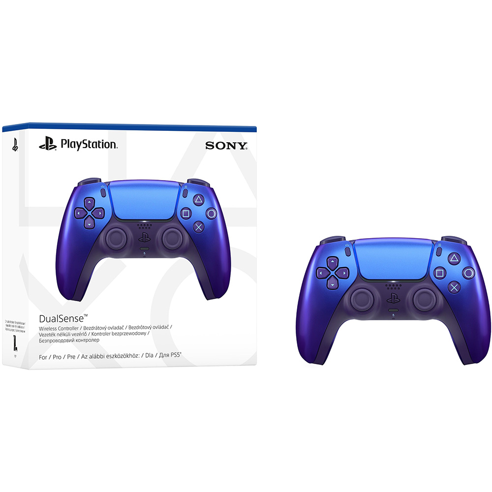 Геймпад SONY PlayStation 5 Dualsense BT Chrome Indigo (1000044477) Особенности встроенный микрофон, разьем стереогарнитуры, тактильная отдача, адаптивные спусковые курки