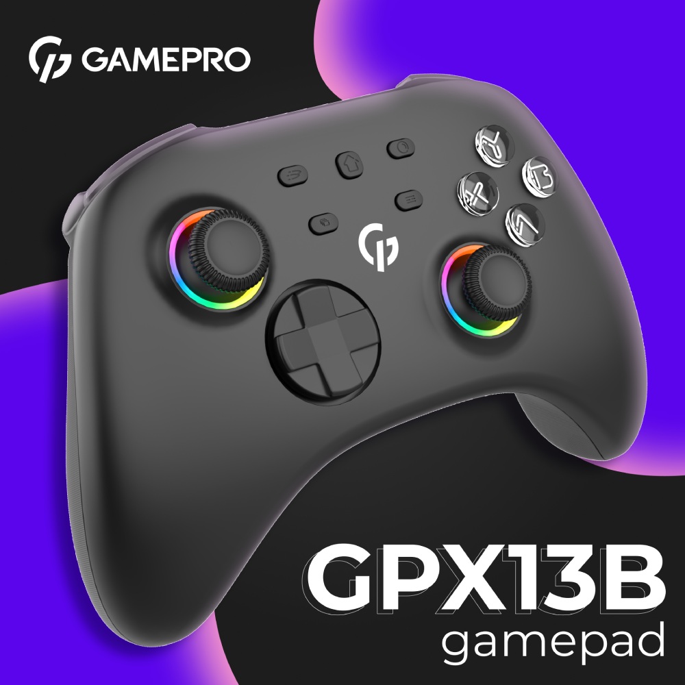 Геймпад GAMEPRO GPX13B 2.4G/BT 5.1/USB RGB Black Тип подключения bluetooth