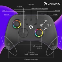 Геймпад GAMEPRO GPX13B 2.4G/BT 5.1/USB RGB Black