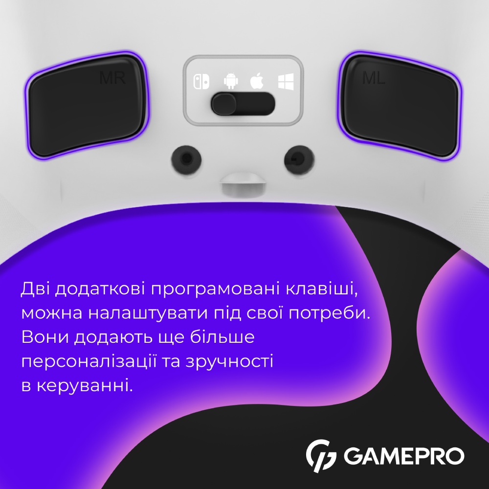 В інтернет магазині Геймпад GAMEPRO GPX13W 2.4G/BT 5.1/USB RGB White