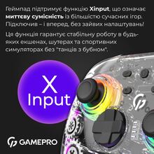 Геймпад GAMEPRO GPX13T 2.4G/BT 5.1/USB RGB Transparent