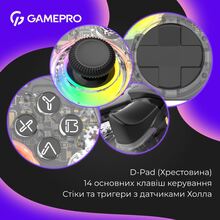 Геймпад GAMEPRO GPX13T 2.4G/BT 5.1/USB RGB Transparent