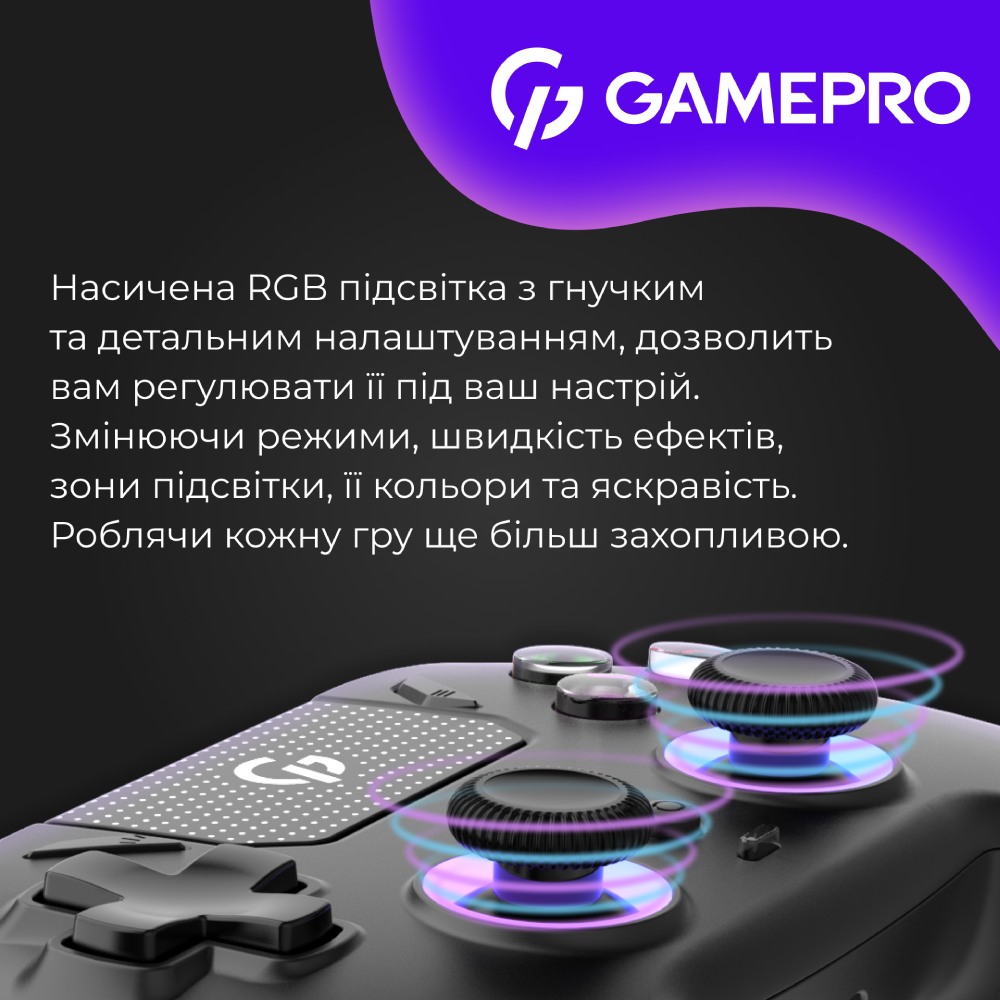 В интернет магазине Геймпад GAMEPRO GPS13B BT 5.3/USB RGB Black