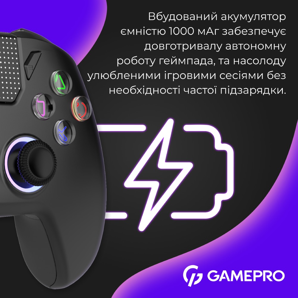 В Украине Геймпад GAMEPRO GPS13B BT 5.3/USB RGB Black