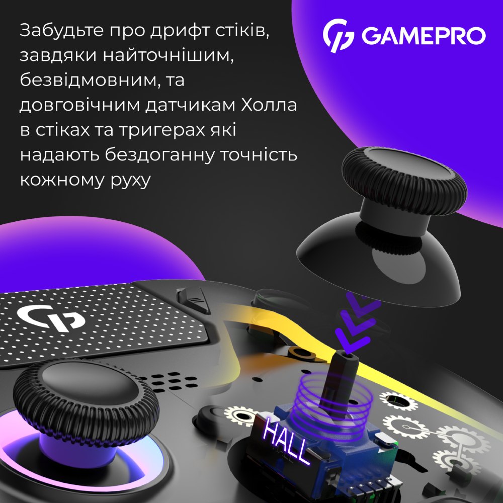 В Фокстрот Геймпад GAMEPRO GPS13B BT 5.3/USB RGB Black