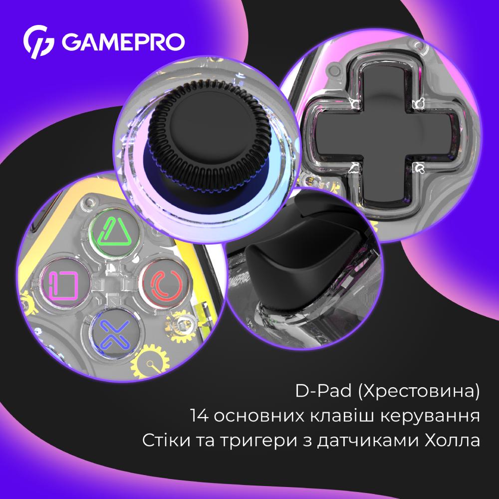 Замовити Геймпад GAMEPRO GPS13T BT 5.3/USB RGB Transparent