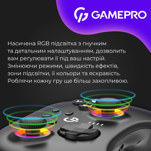Фото 16 Геймпад GAMEPRO GPX13BDOC із зарядною станцією Black (GPX13BDOC)