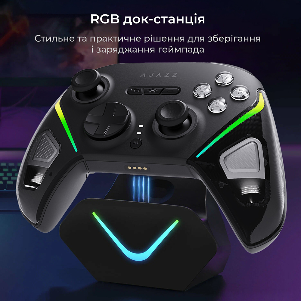 В Украине Геймпад AJAZZ GP100S 2.4G/BT/USB RGB Black (GP100S-B)