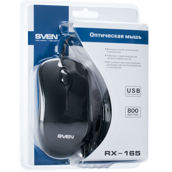 Миша SVEN RX-165 USB black Тип сенсора оптичний