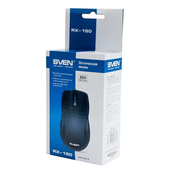 Мышь SVEN RX-150 USB black Тип сенсора оптический