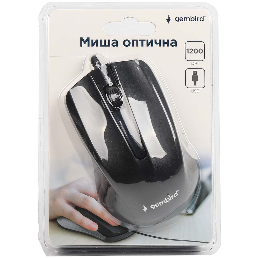 Миша GEMBIRD MUS-101 USB black Тип сенсора оптичний