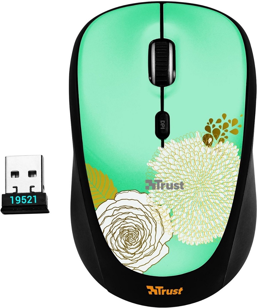 Мышь TRUST Yvi Wireless Mouse flower power (19521) Проводное подключение USB