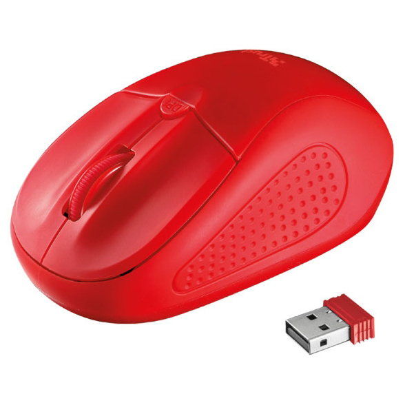 Миша TRUST Primo Wireless Mouse Red (20787) Комплектація бездротова миша, мікроприймач USB, 2 батареї AAA