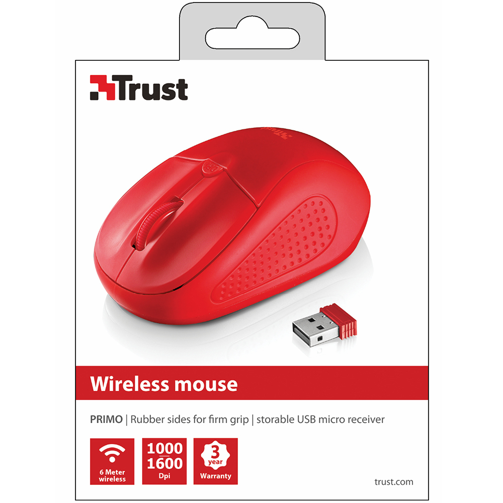 Миша TRUST Primo Wireless Mouse Red (20787) Тип сенсора оптичний