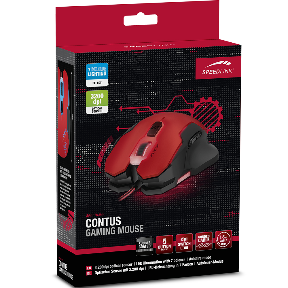 Миша SPEEDLINK CONTUS Gaming Mouse Black-Red (SL-680002-BKRD) Тип сенсора лазерний