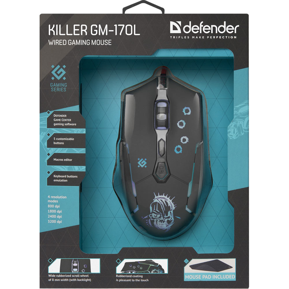 Огляд Миша DEFENDER Killer GM-170L + килимок (52170)