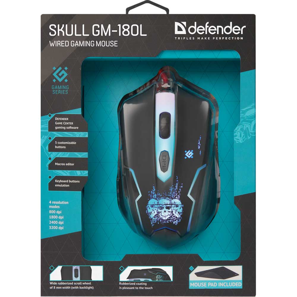 Обзор Мышь DEFENDER Skull GM-180L + коврик (52180)