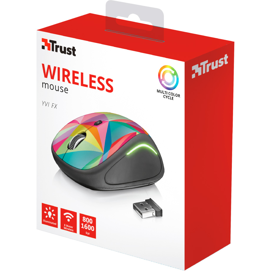 Миша TRUST Yvi FX wireless mouse geometrics (22337) Розподільча здатність сенсору 1600