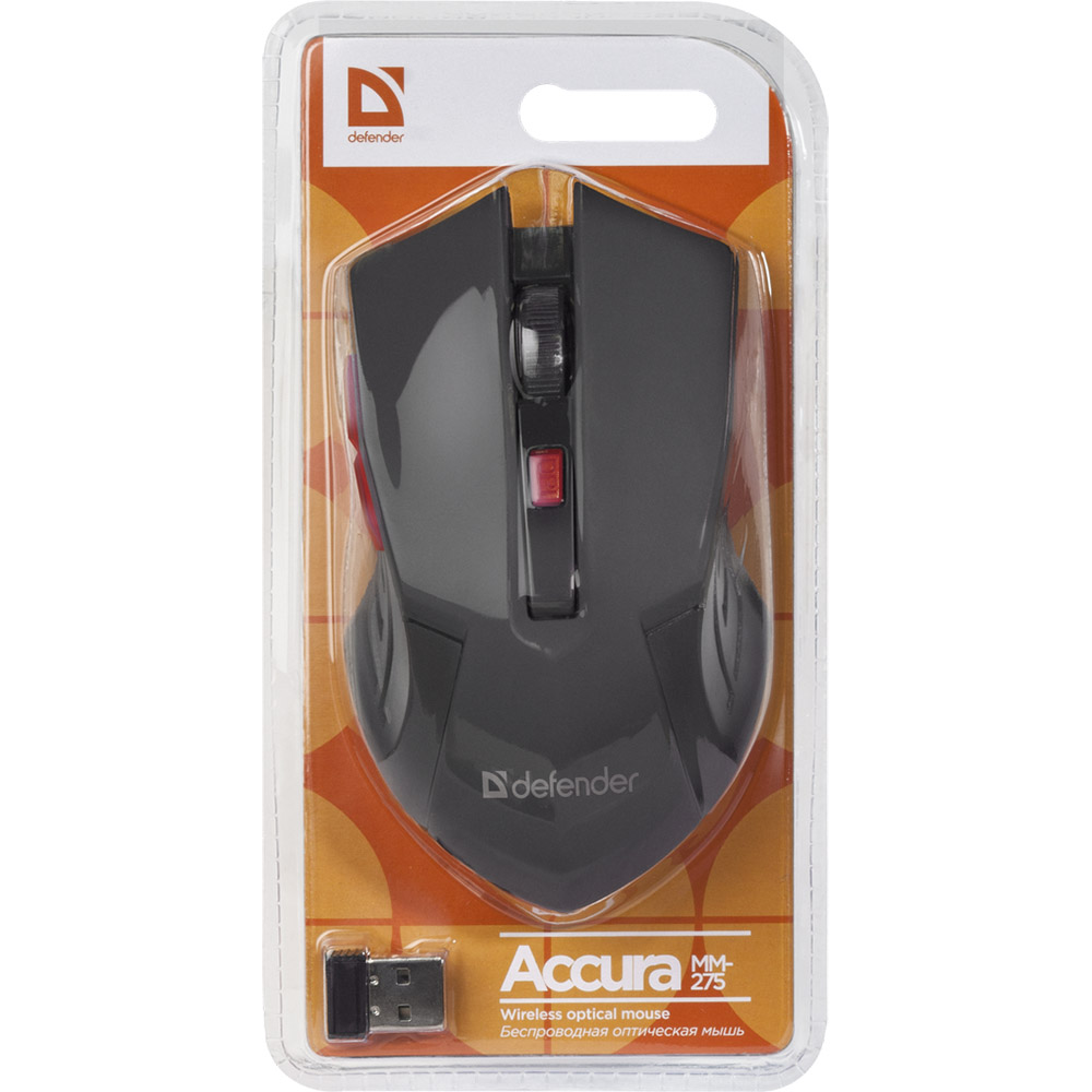 Мышь DEFENDER Accura MM-275 Wireless Red (52276) Разрешение сенсора 1600